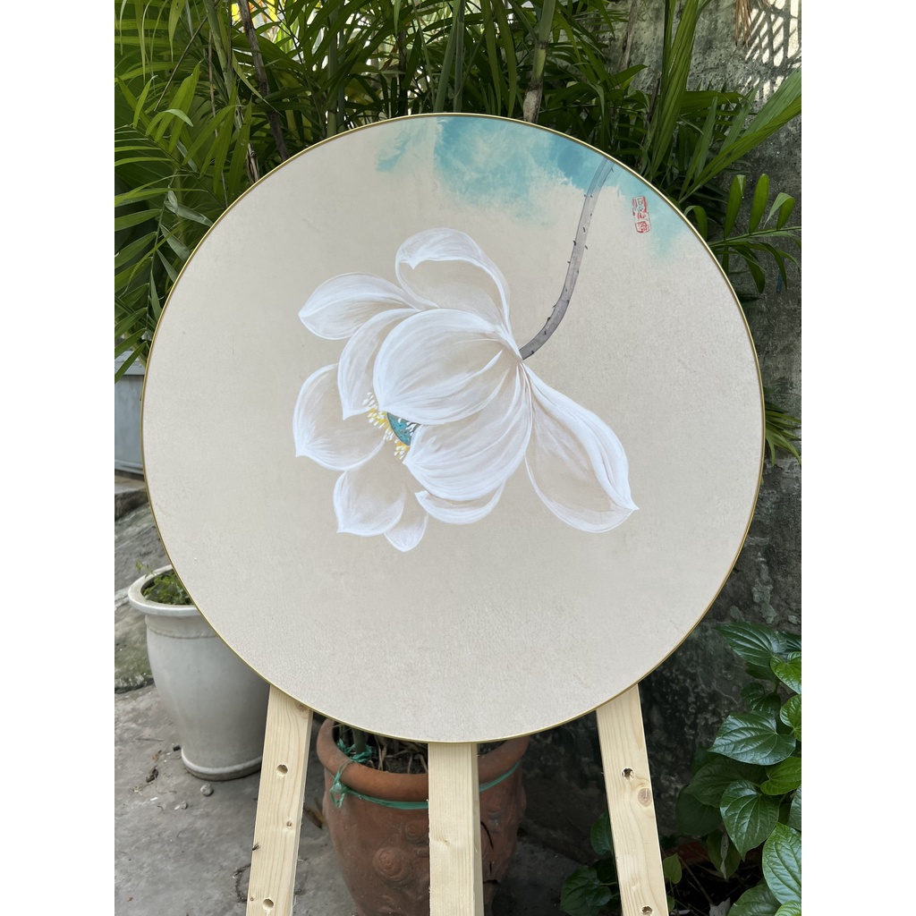Tranh Tròn Canvas, Tranh Canvas, Tranh Hoa Sen