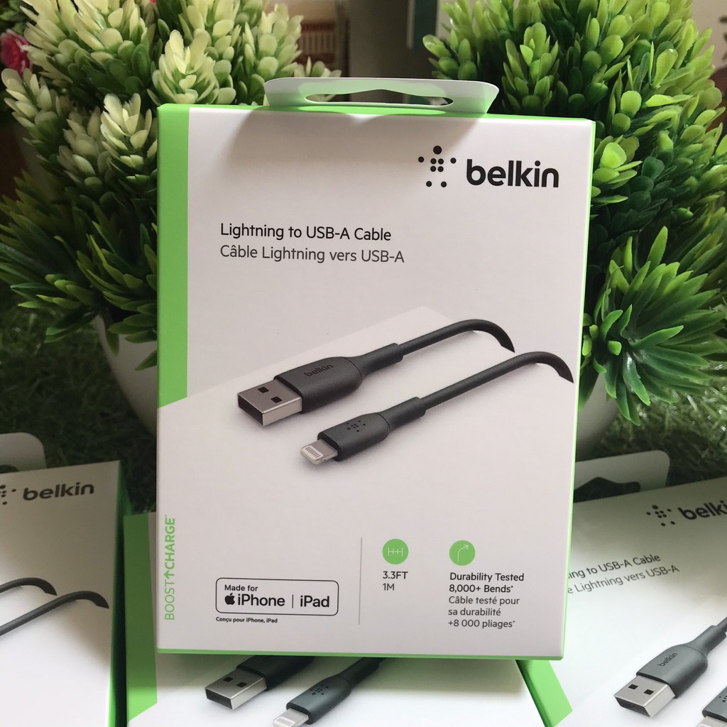 Cáp Sạc Nhanh IPHONE USB - Lightning BELKIN Chính Hãng Của Mỹ, Dài 1m, Bảo Hành 12 Tháng, Ổn Định Dòng Điện, Độ Bền Cao