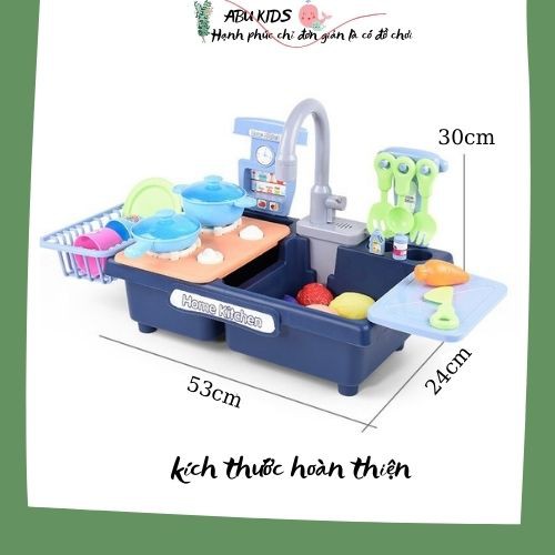 Đồ chơi nấu ăn rửa bát có vòi nước - Bộ đồ chơi gồm dụng cụ nấu nướng và thiết bị rửa nhà bếp  A376