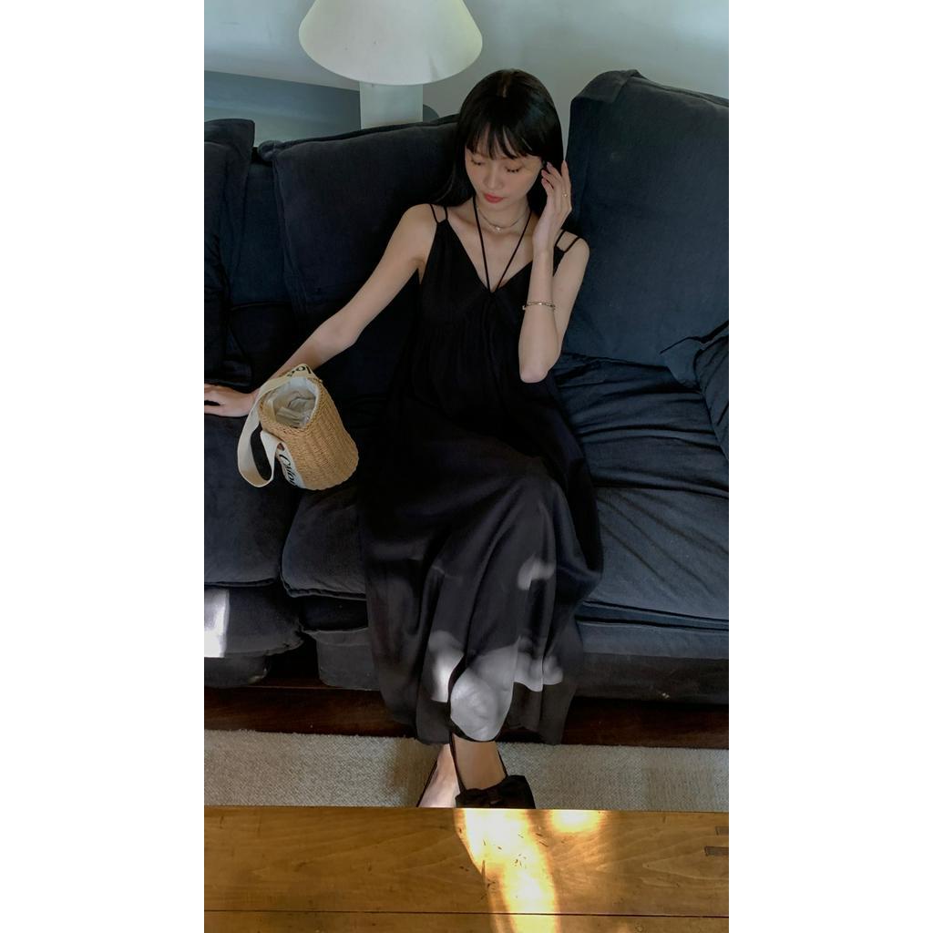 Đầm Hai Dây Màu Đen Thời Trang Cho Nữ 61295