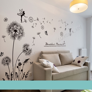 [ĐƠN 200K TẶNG QUÀ SIÊU YÊU]-Decal dán tường LUVINA trang trí phòng khách, phòng ăn, phòng ngủ - Hoa bồ công anh đen mới