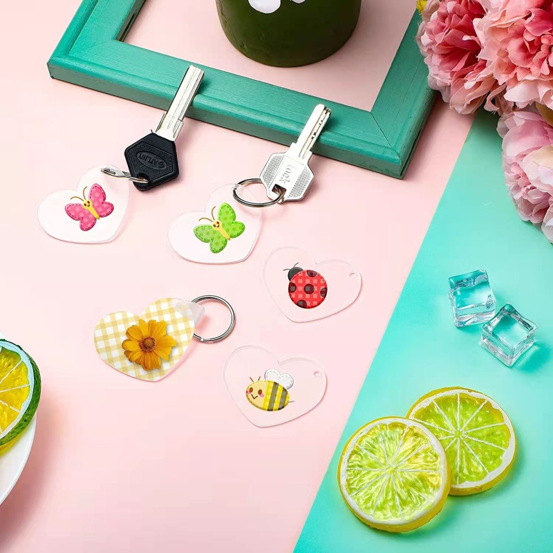 Set 30 / 60 Đĩa Tròn Acrylic Trong Suốt Có Lỗ Dùng Để Làm Móc Khóa DIY