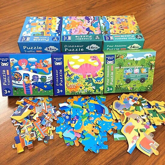 Bộ xếp hình puzzle 4 cấp độ siêu to khổng lồ 12-16-24-32 mảnh, Bộ ghép hình giúp phát triển trí tuệ cho bé thông minh