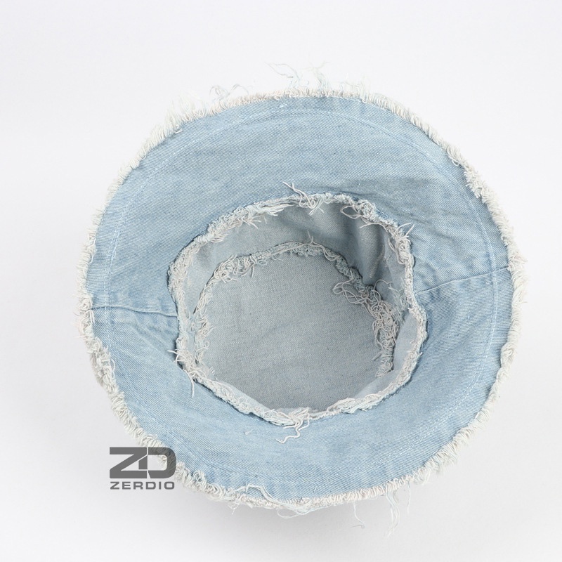 Nón vành tròn, Mũ bucket jean rách nam nữ phong cách cá tính