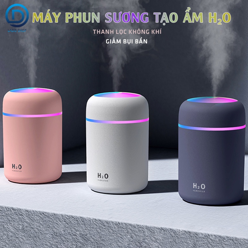 Máy phun sương tạo ẩm xông tinh dầu H2O - có đèn led nhiều màu