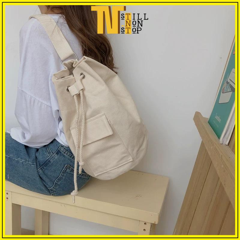 Túi tote balo đeo chéo dây rút unisex nam nữ vải canvas giá rẻ đi học đi chơi RBL01 XUONGMAITNT