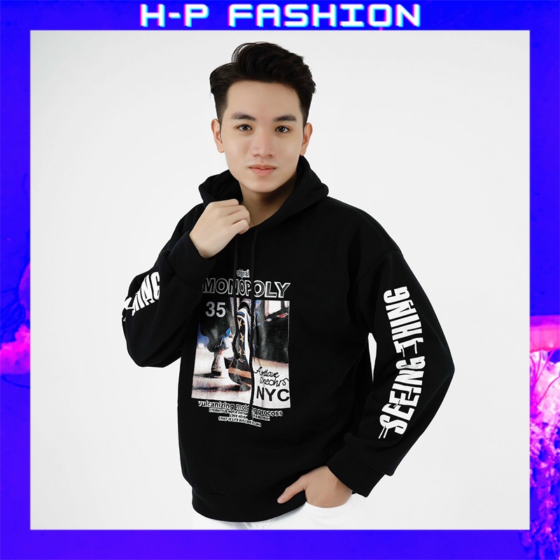 Áo hoodie nam form rộng vải nỉ dày dặn, siêu co giãn chuẩn form thời trang cao cấp thời trang Hpfashion - KVAHD08