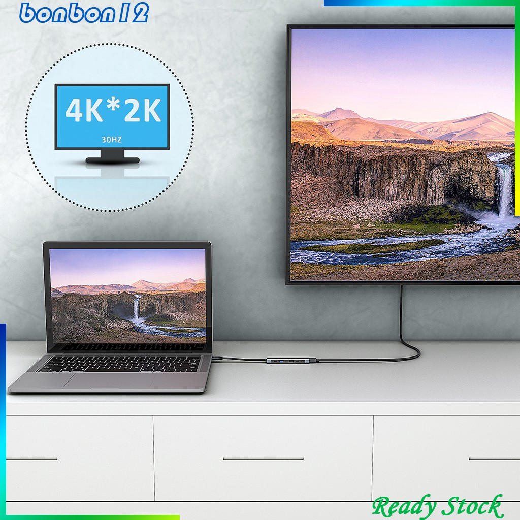 Bộ Chia Usb Type C 4k Hdmi 5 Trong 1 | BigBuy360 - bigbuy360.vn