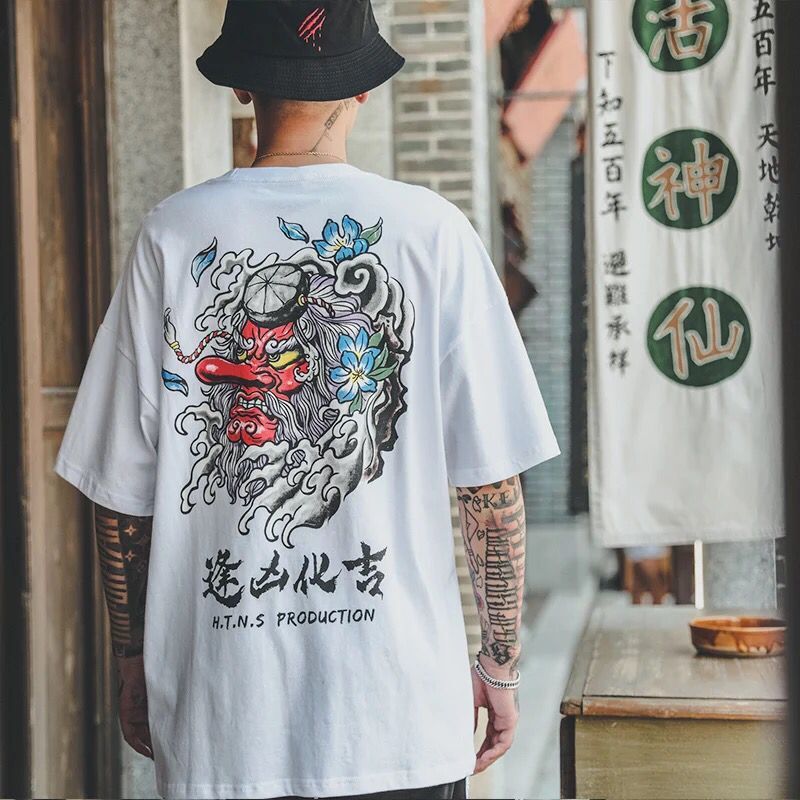 Áo Thun Cổ Tròn Dáng Rộng In Hình Graffiti Cá Tính Trẻ Trung Hợp Thời Trang Cho Nam