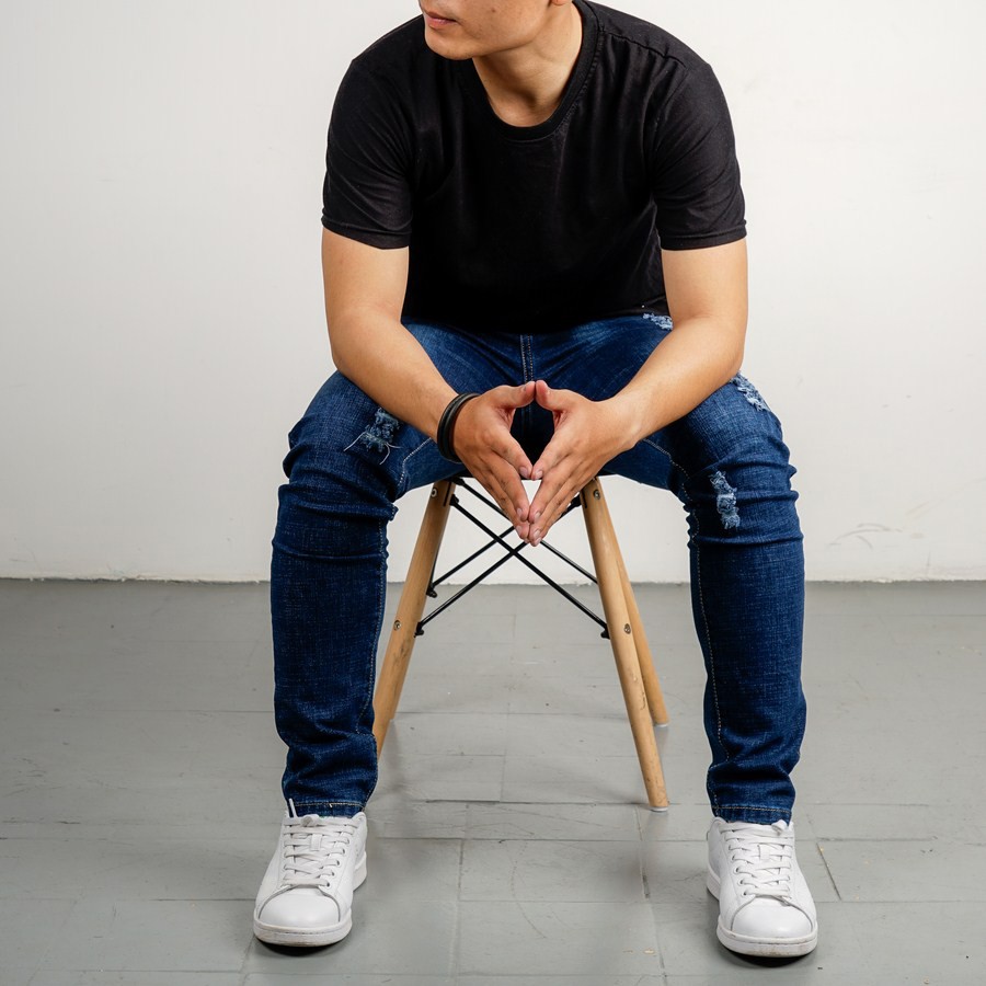 Quần Jeans nam xanh đậm rách co giãn TS66 Tronshop | BigBuy360 - bigbuy360.vn