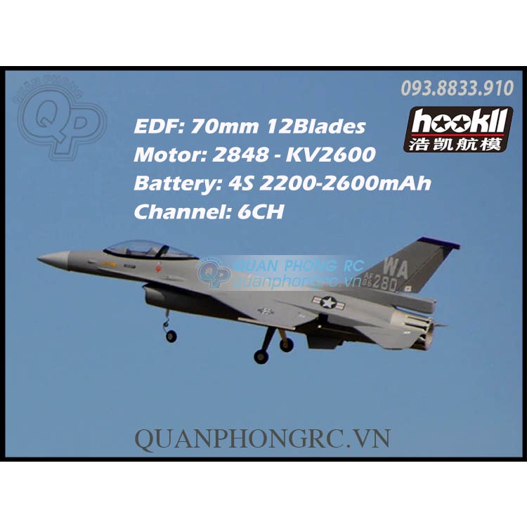 Máy Bay Hookll F16 Fighting Falcon 70mm EDF Wingspan 710mm Airplane PNP