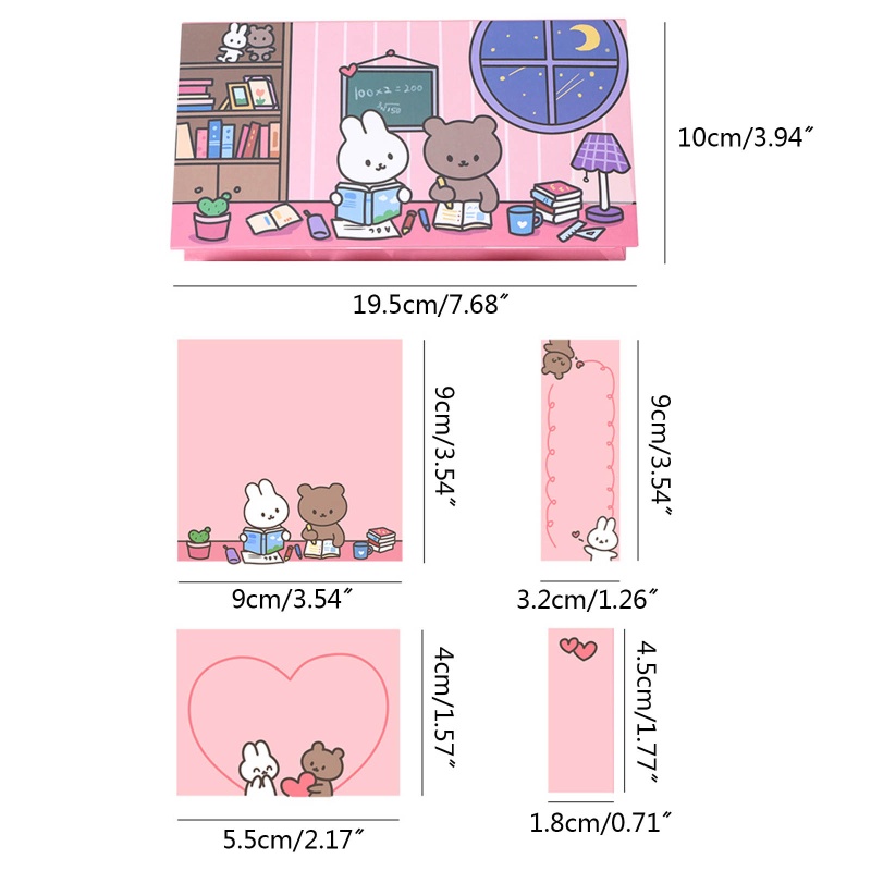 Bộ 320 Tờ Giấy Ghi Chú Bỏ Túi Họa Tiết Hoạt Hình Dễ Thương