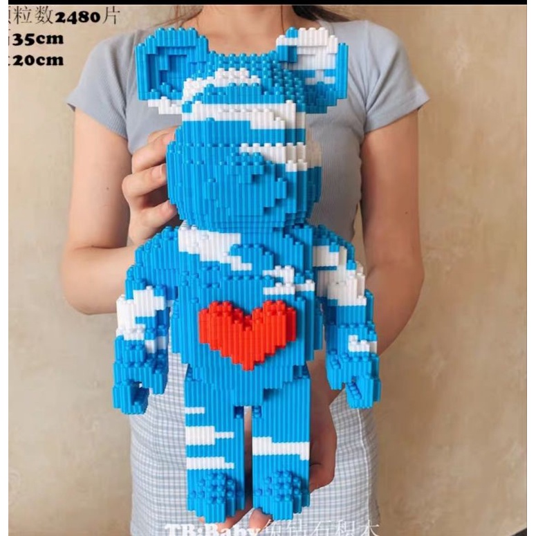 Xếp hình thông minh gấu bearbick 3d có ngăn kéo cao 35 cm