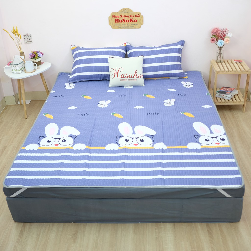 Bộ sản phẩm chiếu cotton đũi điều hòa họa tiết đa năng HASUKO. ga trải giường.drap giường bọc đệm đủ mọi kích thước