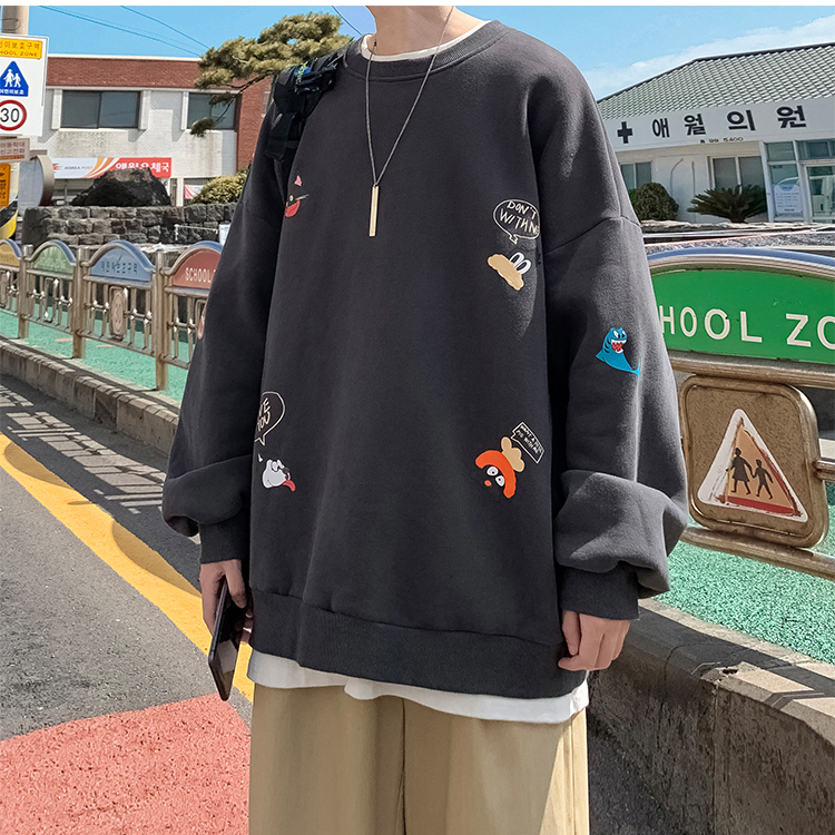 Áo sweater form rộng cổ tròn thời trang cá tính cho nam | BigBuy360 - bigbuy360.vn