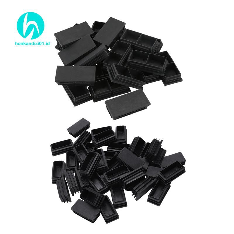 Plastic Rectangle Blanking End Caps Bung 40Mm X 80Mm 20Pcs Black