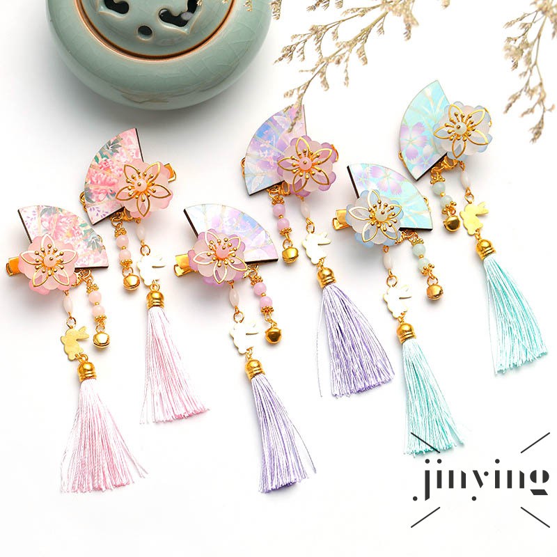 GETNOIVAS  1 Cặp Kẹp Tóc Tua Rua Phong Cách Trung Hoa Truyền Thống Dành Cho Nữ