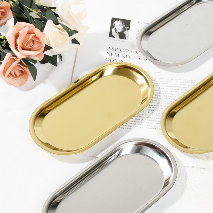 Khay đựng trang sức hình oval bằng thép không gỉ phong cách bắc âu