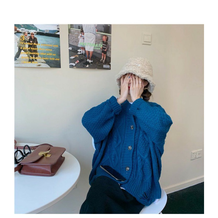 Áo khoác cardigan dáng rộng tay dài phong cách Hàn Quốc thời trang mùa thu cho nữ