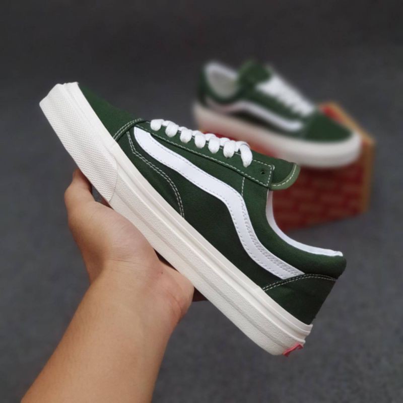 Giày Thể Thao Vans Old Skool Og Màu Trắng Xanh Lá Chất Lượng Cao