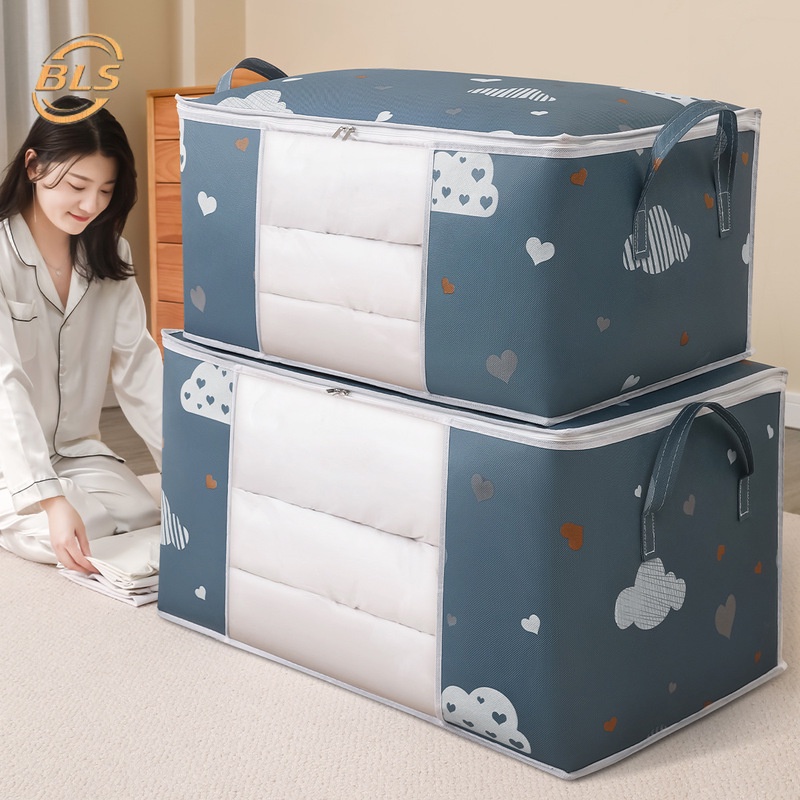 Túi Đựng Quần Áo / Chăn Mền Bằng Vải Không Dệt Dày Dặn Siêu Bền Chống Bụi Bẩn Tiện Dụng Cho Gia Đình