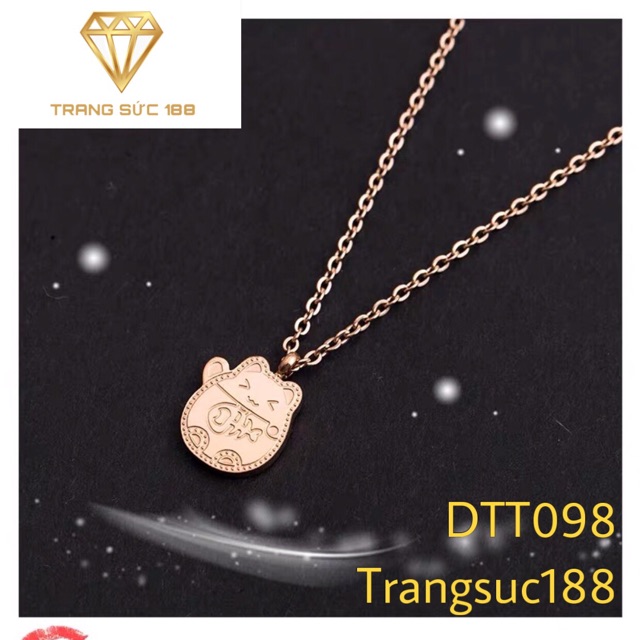 Dây chuyền titan mèo may mắn DTT098