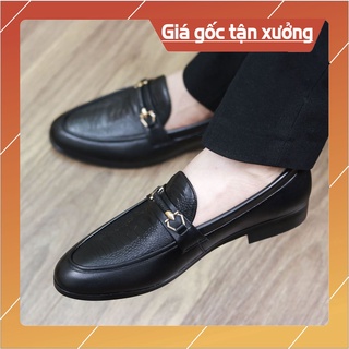Giày lười da nam, giày da nam công sở dập vân da rắn - đế cao su non cao 3cm, mã g51