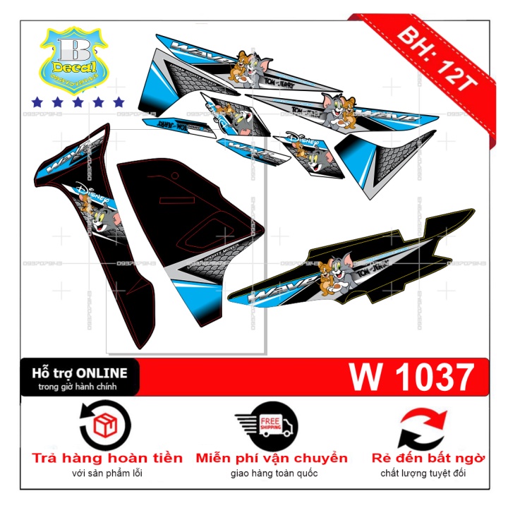 ( Quí khách vui lòng mang ra tiệm cho thợ dán ) Tem wave a 2017