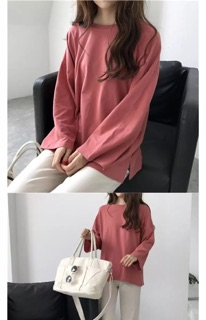 Áo thun trơn tay dài basic (sẵn màu đỏ gạch)