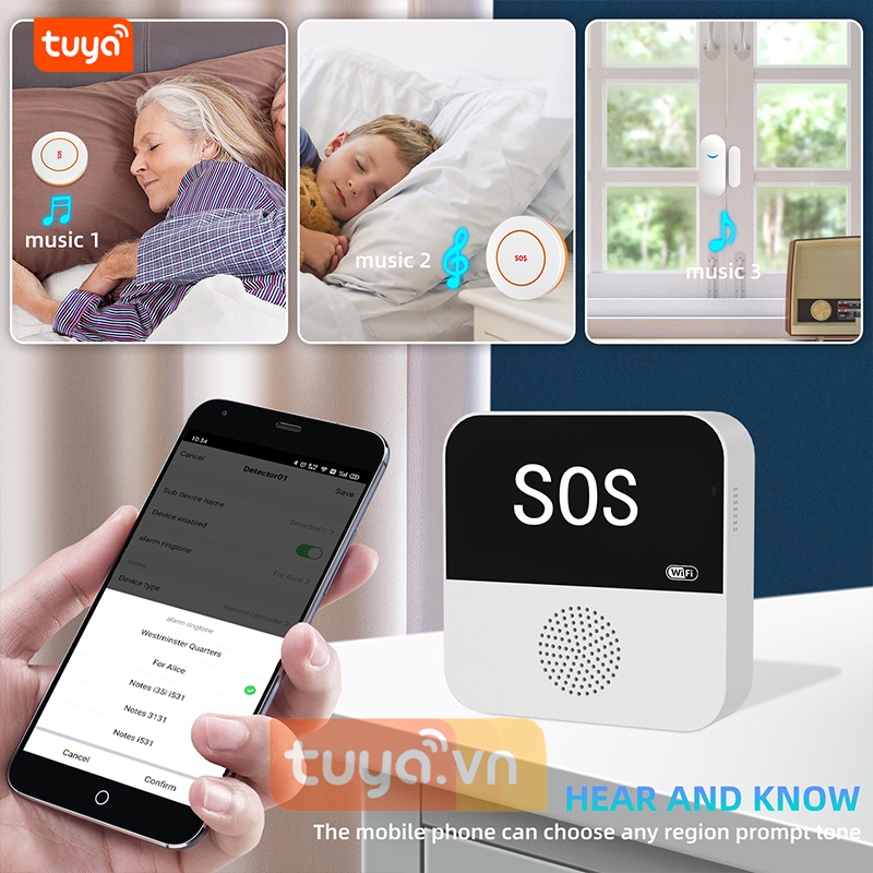 Bộ Báo Động Báo Khách Chuông Cửa WiFi Tuya SHP-CK15