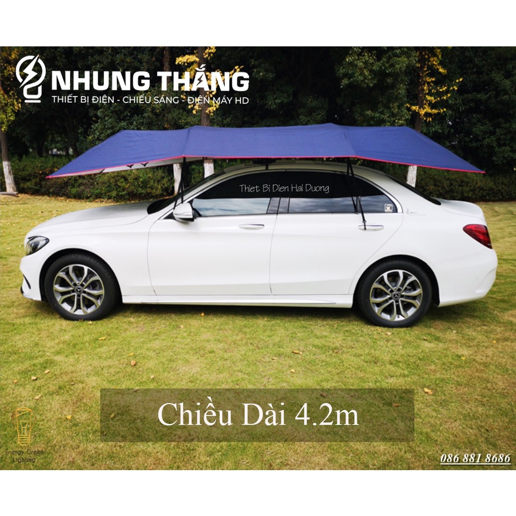 Ô Che Nắng Ô Tô - Dù Che Mưa Nắng Xe Hơi Cao Cấp - Dài 4.2m,4.6m - Giảm Nóng Hiệu Quả - Đóng Mở Bằng Tay - Màu Random
