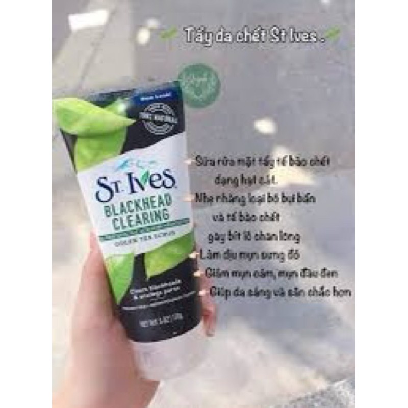 [Cam kết chính hãng] Sữa rửa mặt St.Ives Blackhead Clearing Green Tea Scrub 170gr của Mỹ