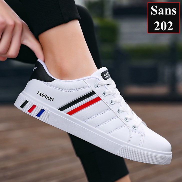 Giày thể thao nam Sans202 giầy sneaker đẹp màu trắng đen sport cổ thấp