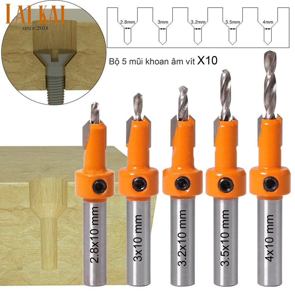 Bộ 5 mũi khoan âm vít