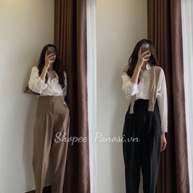 Quần baggy công sở, quần nữ công sở ống suông dài 2 khuy hàng quảng châu - mã Q350 | BigBuy360 - bigbuy360.vn