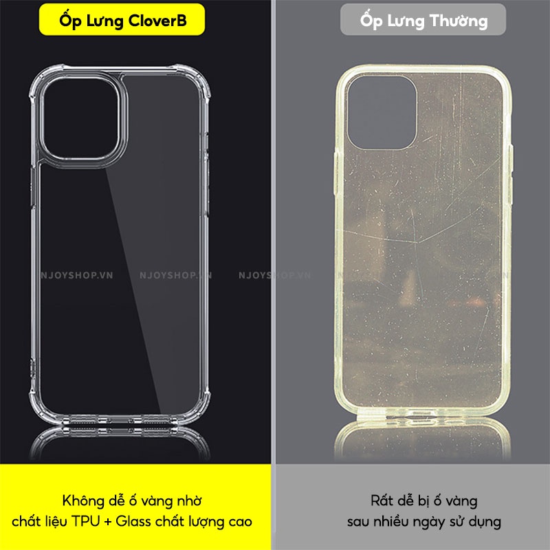 Ốp Lưng Kính Cường Lực Cao Cấp Chống Ố Vàng Hybrid Clear 4 Góc Chống Sốc Cho Điện Thoại 13 Pro Max Njoyshop
