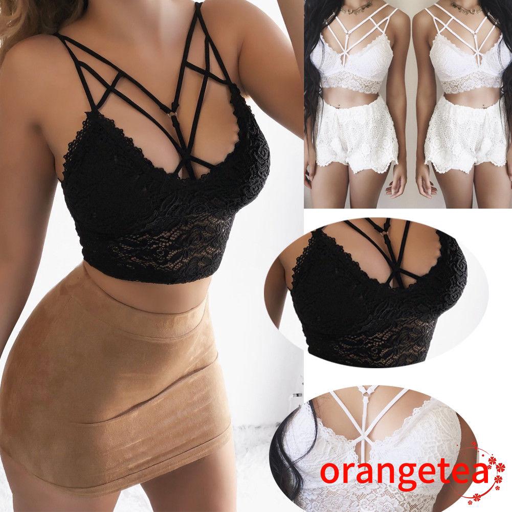Áo croptop hai dây viền ren gợi cảm cho nữ