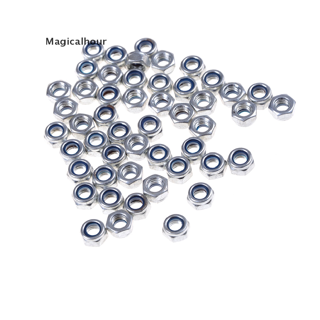 Bộ 50 đai ốc khóa tự động mạ kẽm DIN985 M3 M4 M5 M6