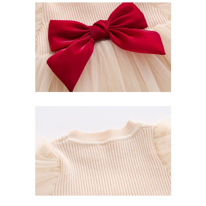 Đầm Công Chúa Đính Nơ Cỡ Lớn Thời Trang Xuân Thu Xinh Xắn Cho Bé Gái