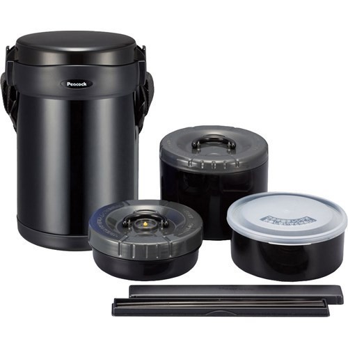 Hộp cơm giữ nhiệt 3 ngăn Peacock Nhật bản aof-L18, có túi đựng