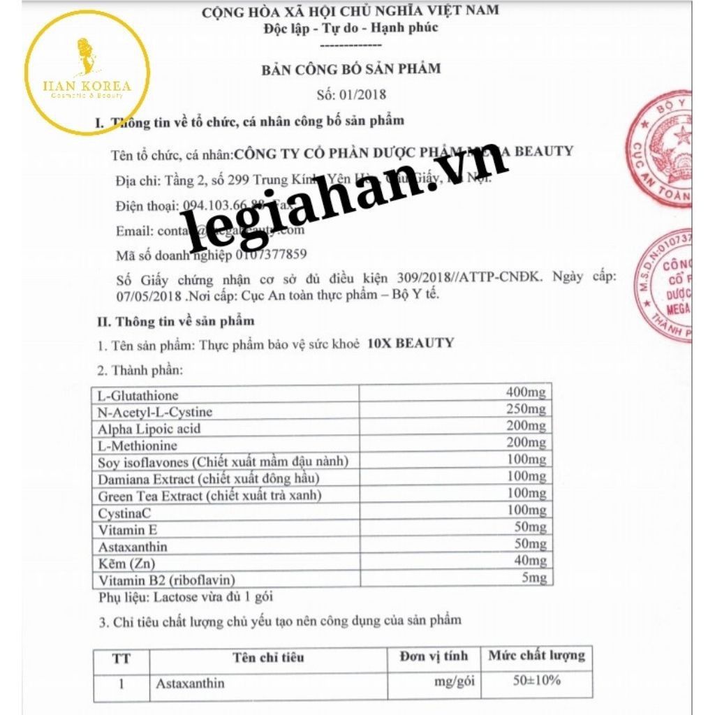 Bột uống trắng da GLUTIONC giảm nám, tàn nhang, trắng da 30 gói HÂN KOREA | Thế Giới Skin Care