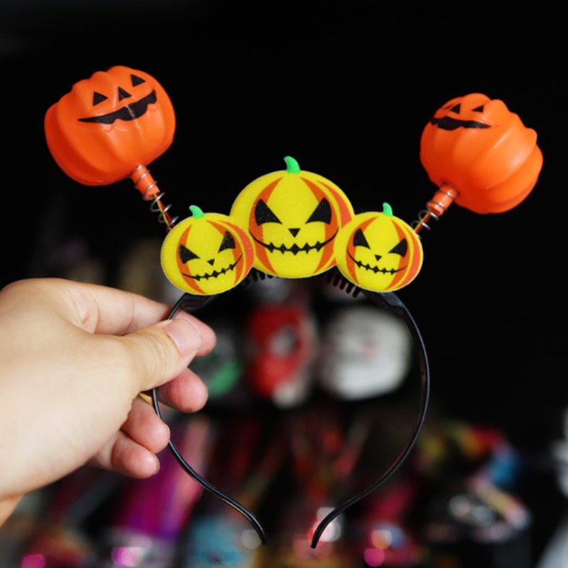 Băng đô cài tóc hình đầu lâu / bí ngô có đèn phát sáng cho lễ hội halloween