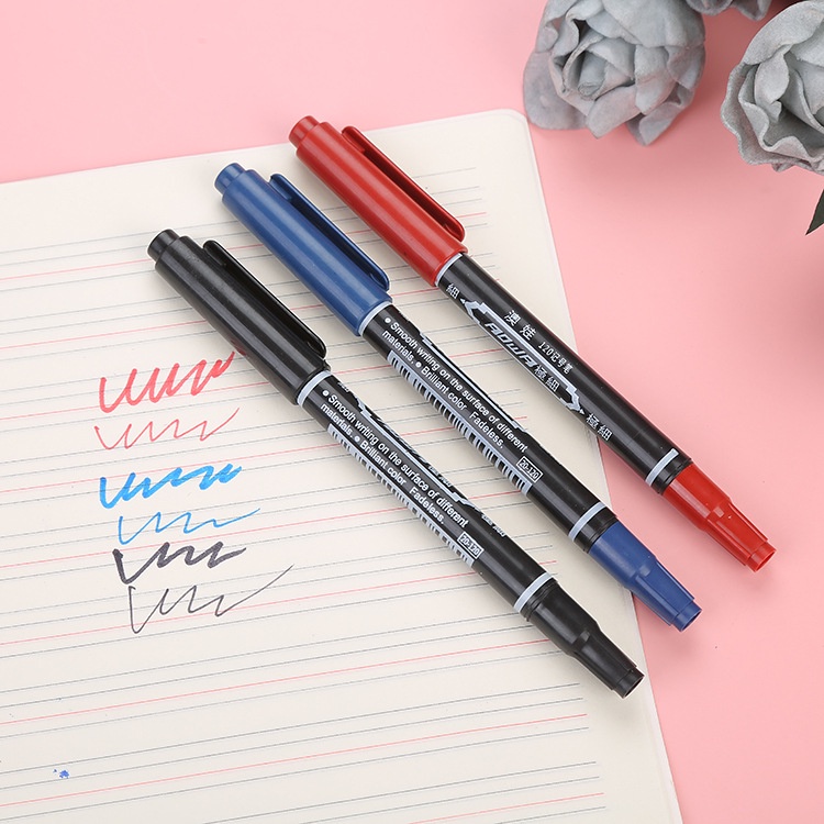 Bút dạ kính lông dầu 2 đầu bút viết dạ màu xanh, đen, đỏ viết CD (bút vĩnh cửu không xoá được)