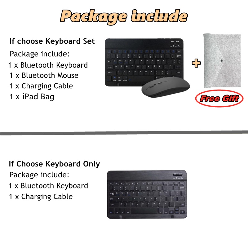 NIXXOS Bộ Bàn Phím Bluetooth Không Dây 10 inch Cho iPad Android Tablet Laptops &amp; Điện Thoại Thông Minh Trọng Lượng Nhẹ