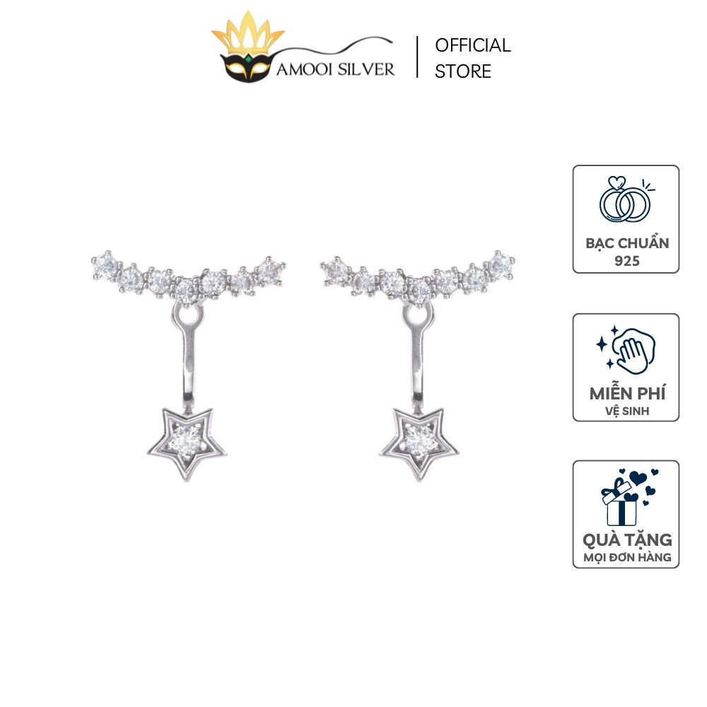 Bông Tai Bạc Cao Cấp S925 Mẫu Dải Ngân Hà Đính Đá Kèm Ngôi Sao - Amooi Silver AB52