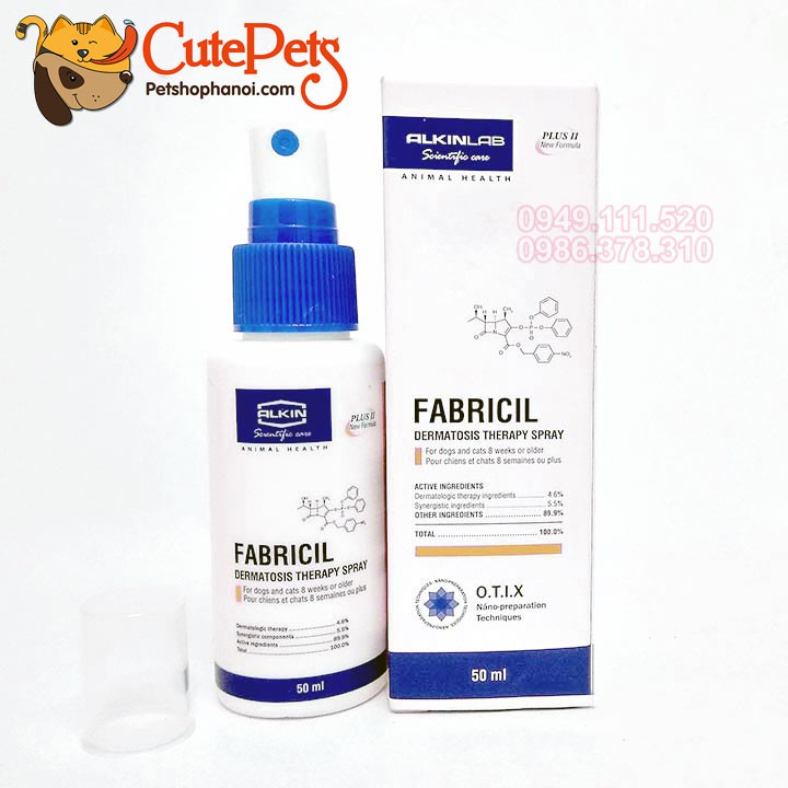 Thuốc trị nấm ghẻ da có mủ FABRICIL ALKIN 50ml  cho thú cưng - CutePets Phụ kiện chó mèo Pet shop Hà Nội