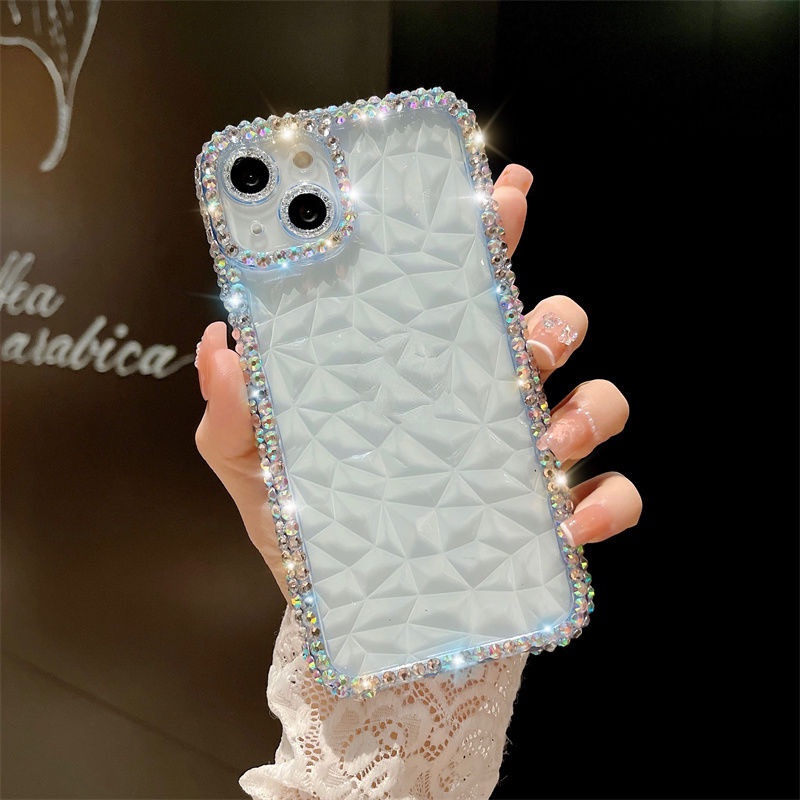 Ốp Điện Thoại Kim Cương Lấp Lánh Cho iPhone 15 14 13 12 11 Pro Max X XS XR 7 8 Plus Vỏ Sang Trọng Bling Kim Cương Giả Mềm Trong Suốt TPU Ốp Lưng
