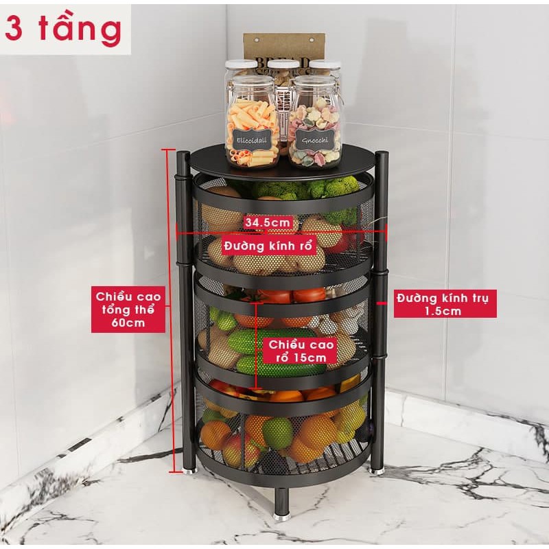Kệ Đa Năng Để Đồ, Giá Tròn Để Rau Củ Nhà Bếp