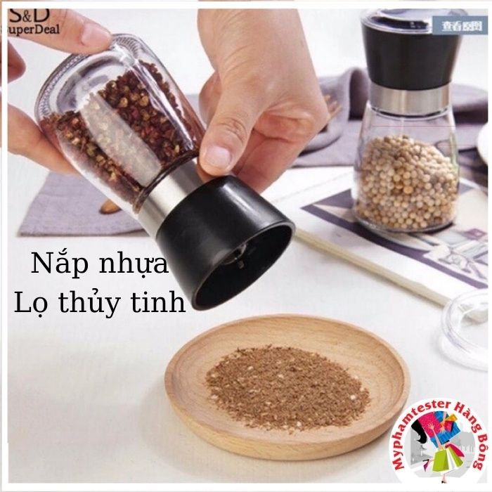 Lọ xay các loạt hạt gia vị nắp nhựa hoặc inox, đồ gia dụng thông minh, tiện ích