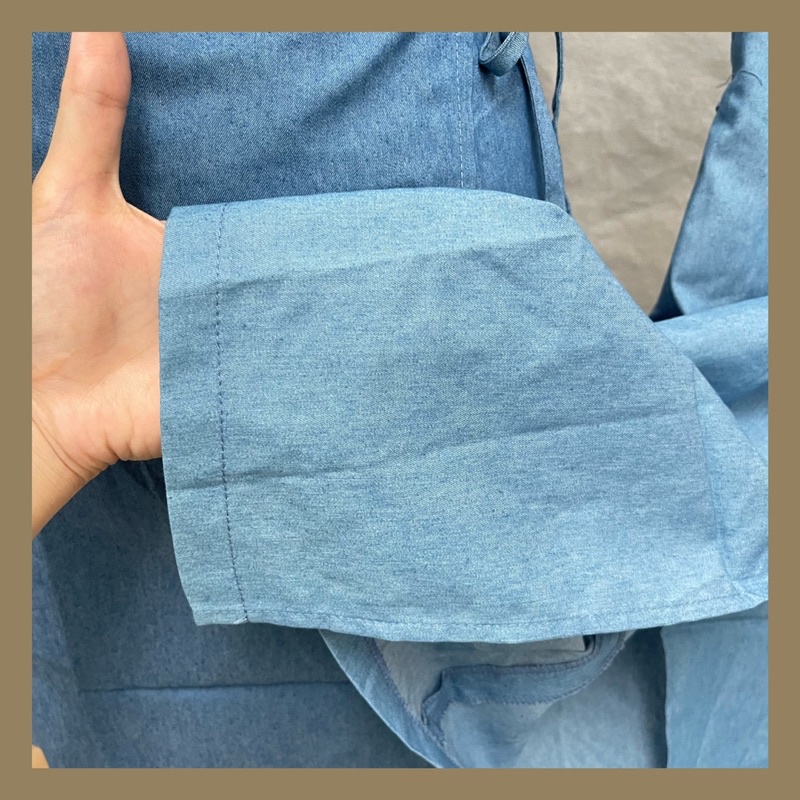 Đầm Denim Vạt Chéo Cột Nơ Hông MAYBI